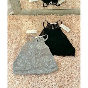 NWT Francesca’s Mi Ami lace bralettes size small black & grey